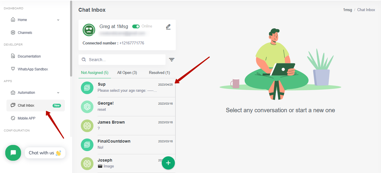 1msg.io Shared Team Inbox Chat